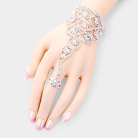 Crystal Round Rhinestone Pave Hand Chain Evening Bracelet