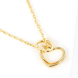 Gold Dipped Double Heart Pendant Necklace