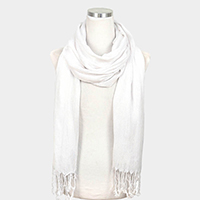 Solid Crinkle Tassel Scarf