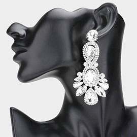 Crystal Rhinestone Pave Drop Evening Earrings