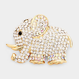 Rhinestone Pave Elaphant Pin Brooch