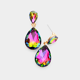 Glass Crystal Teardrop Dangle Earrings