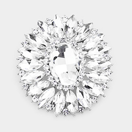 Marquise Crystal Statement Flower Pin Brooch