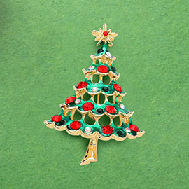 Christmas Tree Rhinestone Pin Brooch