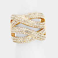 Rhinestone Pave Twist Stretch Ring