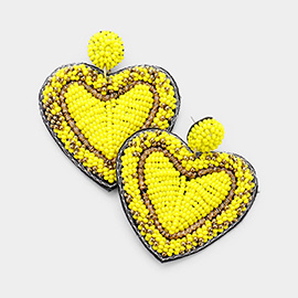 Seed Bead Heart Earrings