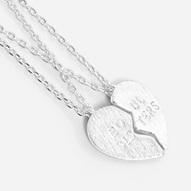 2PCS - SOUL SISTERS Message Breakable Heart Pendant Friendship Necklaces