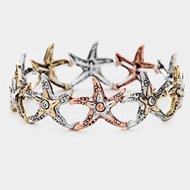 Hammered Metal Starfish Stretch Bracelet