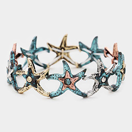 Hammered Metal Starfish Stretch Bracelet