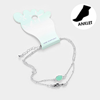 Double Layered Sea Glass Metal Seahorse Anklet