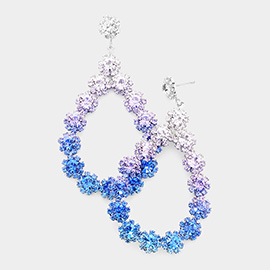 Floral Open Teardrop Ombre Evening Earrings