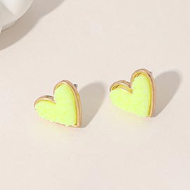 Druzy Heart Stud Earrings