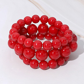 3PCS - Pearl Beaded Stretch Multi Layered Bracelets