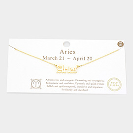 Aries Gold Dipped Zodiac Name Pendant Necklace