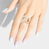 Rhinestone Embellished Double Open Circle Stretch Ring