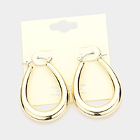 Metal Teardrop Hoop Pin Catch Earrings