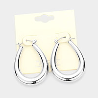 Metal Teardrop Hoop Pin Catch Earrings