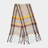 Cozy Multi Striped Fringe Oblong Scarf