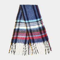 Cozy Multi Striped Fringe Oblong Scarf