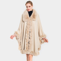 Faux Fur Trim Poncho