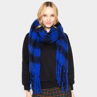 Buffalo Check Patterned Cozy Oblong Scarf