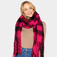 Buffalo Check Patterned Cozy Oblong Scarf