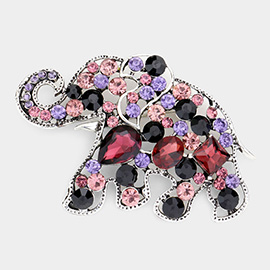 Stone Embellished Elephant Pin Brooch