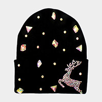 Bling Reindeer Beanie Hat