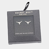 Secret Box _ Sterling Silver Dipped Metal Steer Head Stud Earrings