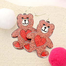 Glittered Resin Bear Dangle Earrings