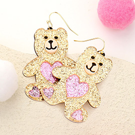 Glittered Resin Bear Dangle Earrings