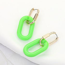 Open Resin Oval Link Dangle Huggie Earrings