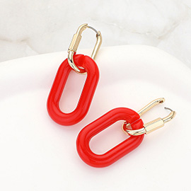 Open Resin Oval Link Dangle Huggie Earrings