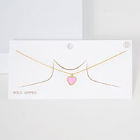 Gold Dipped Enamel Heart Pendant Necklace