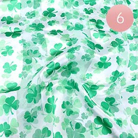 6PCS - Silk Feel Satin St Patricks Clover Pattern Printed Scarf