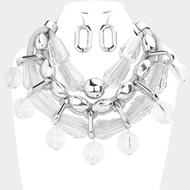 Chunky Metal Lucite Statement Necklace