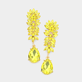 Marquise Stone Cluster Teardrop Link Dangle Evening Earrings