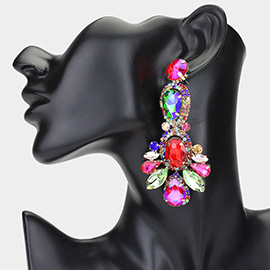 Crystal Rhinestone Pave Drop Evening Earrings