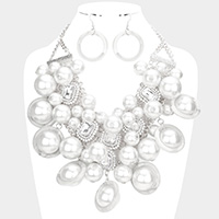 Pearl Cluster Statement Necklace