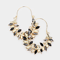 Marquise Stone Embellished Leaf Cluster Dangle Earrings