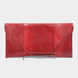 Snake Skin Patterned Envelope Clutch / Shoulder Bag