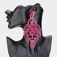 Oversized Crystal Flower Chandelier Evening Earrings