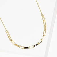 Gold Dipped Open Metal Oval Link Necklace