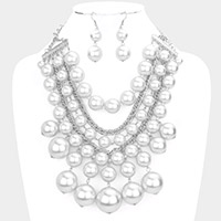 Pearl Cluster Statement Necklace