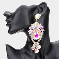 Oversized Glass Crystal Stone Pave Crystal Rhinestone Evening Earrings