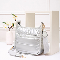 Solid Quilted Shiny Puffer Mini Crossbody Bag