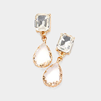 Emerald Cut Teardrop Stone Link Dangle Evening Earrings