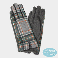 Plaid Check Patterned Touch Smart Gloves