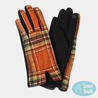 Plaid Check Patterned Touch Smart Gloves