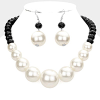 Faceted Beaded Chunky Pearl Necklace